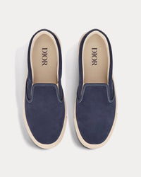B101 Navy Blue Suede and Smooth Calfskin Slip On Sneakers View 2