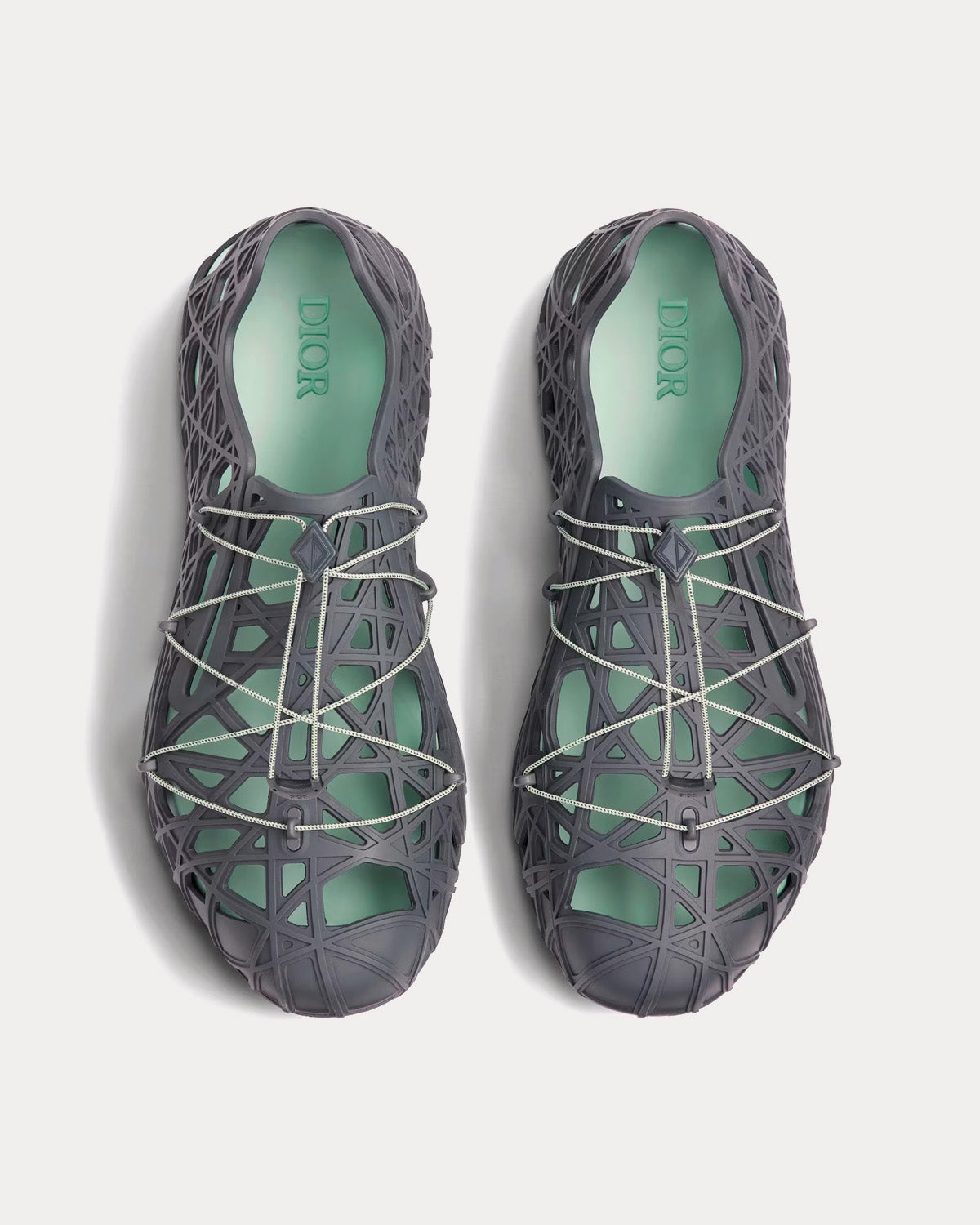 Dior Warp Anthracite Gray Cosmo Rubber with Warped Cannage Motif Sandals