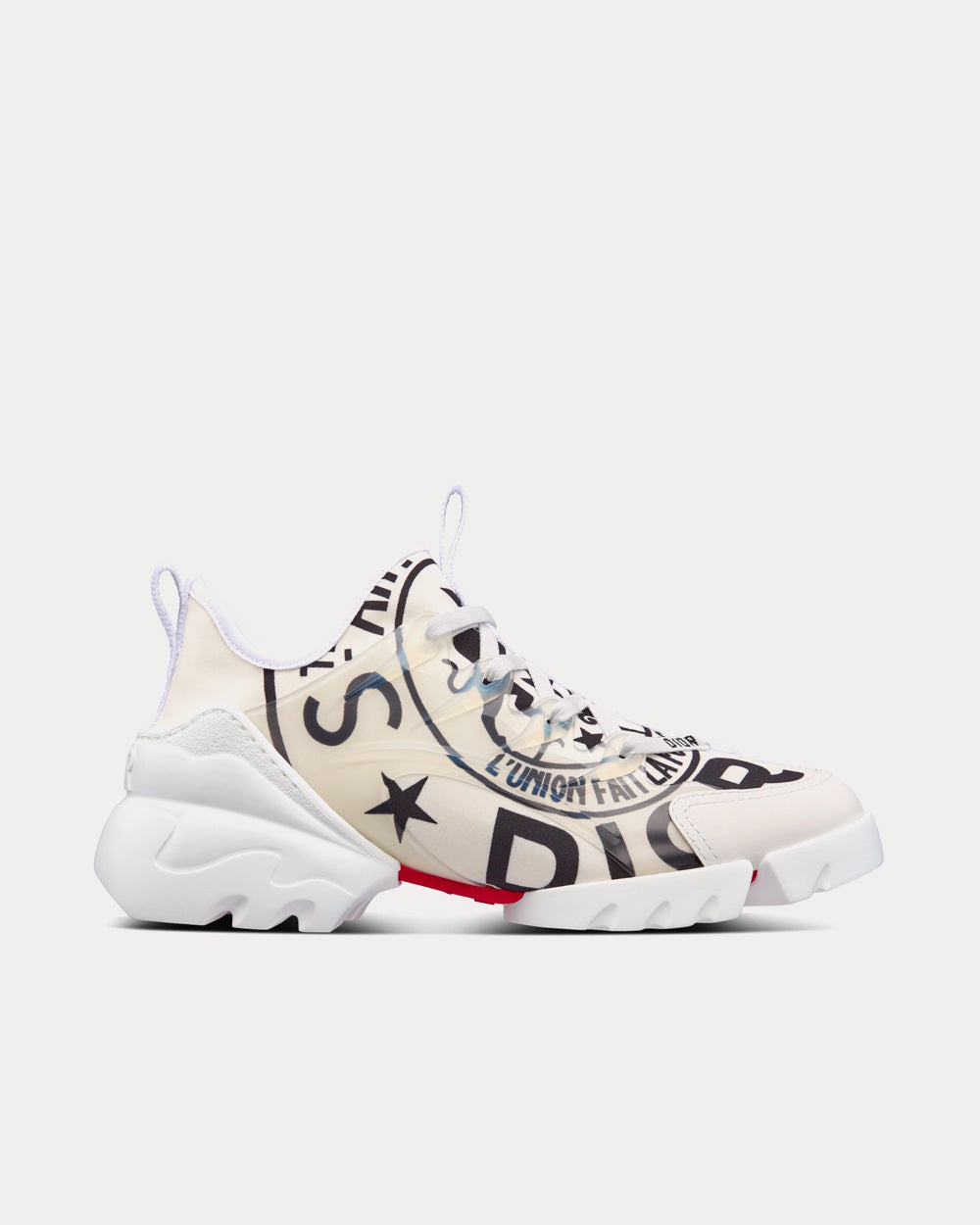 D-Connect White Technical Fabric with Dior Union Print Low Top Sneakers