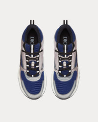 B22 Blue Technical Mesh and Silver-Tone Smooth Calfskin Low Top Sneakers View 2