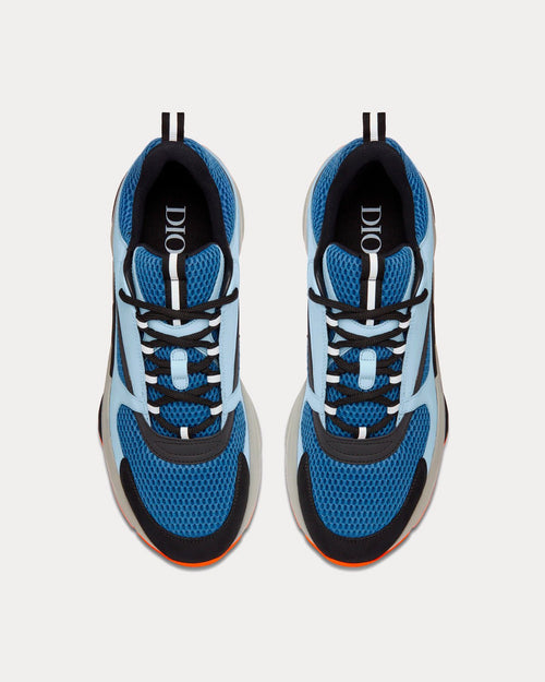 B22 Blue Technical Mesh with Light Blue Smooth Calfskin Low Top Sneakers - Crown & Consign
