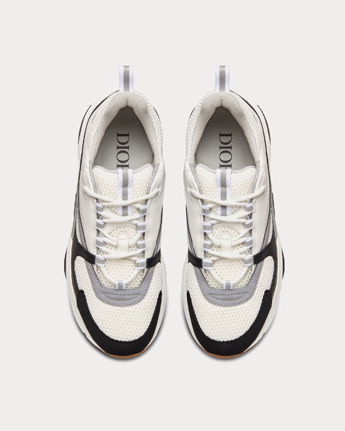B22 Gray Technical Mesh with White and Black Smooth Calfskin Low Top Sneakers - Crown & Consign