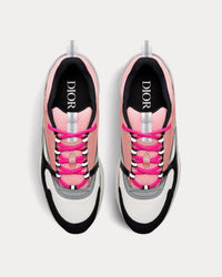 B22 Pink and White Technical Mesh with Pink and Black Calfskin Low Top Sneakers View 2