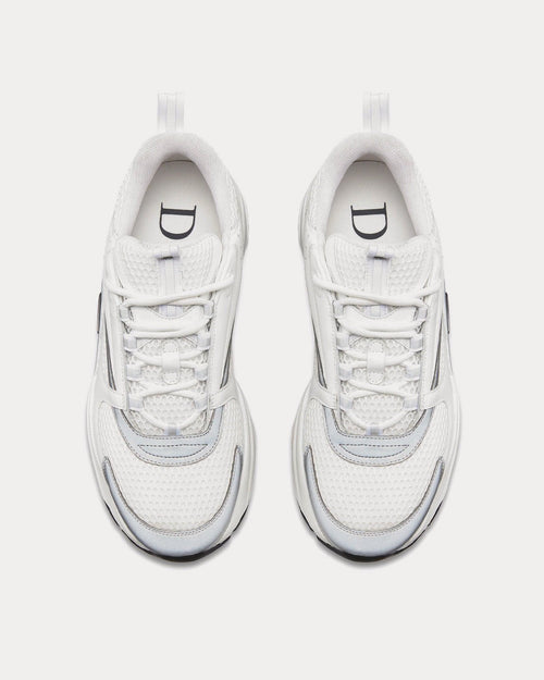 B22 Technical Mesh & Calfskin White / Silver-Tone Low Top Sneakers - Crown & Consign