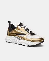 B22 Technical Mesh & Laminated Calfskin Gold-Tone / White / Black Low Top Sneakers View 3