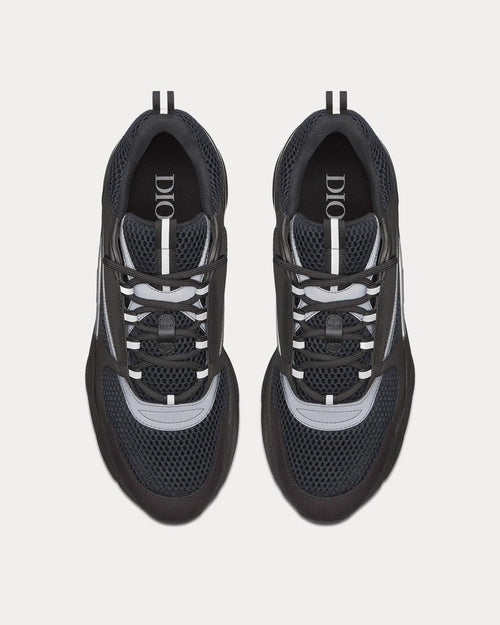 B22 Technical Mesh & Smooth Calfskin Black Low Top Sneakers - Crown & Consign