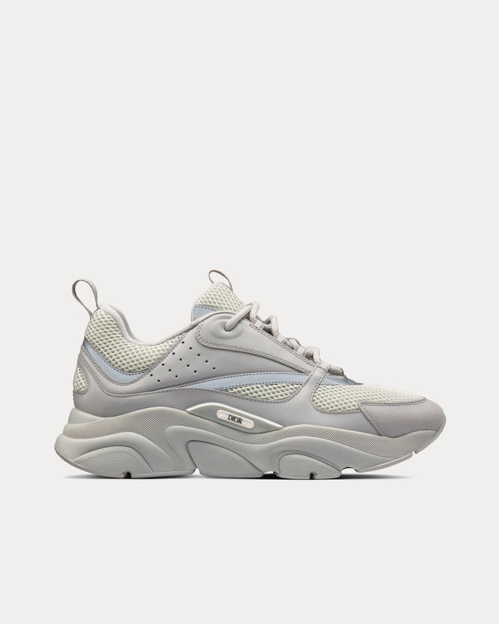 B22 Technical Mesh & Smooth Calfskin Dior Gray Low Top Sneakers - Crown & Consign