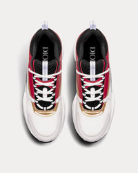 B22 White and Black Technical Mesh with Burgundy, White and Gold-Tone Calfskin Low Top Sneakers View 2