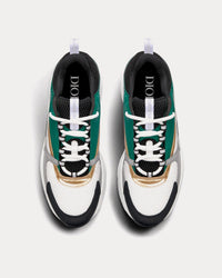 B22 White and Black Technical Mesh with Green, White and Gold-Tone Calfskin Low Top Sneakers View 2