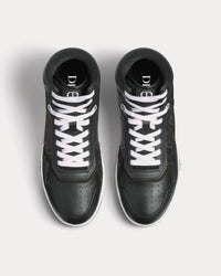 B27 Black Smooth Calfskin and CD Diamond Canvas High Top Sneakers