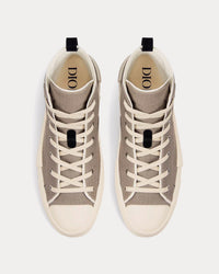 B23 Beige Canvas with AsteroDior Signature High Top Sneakers View 2