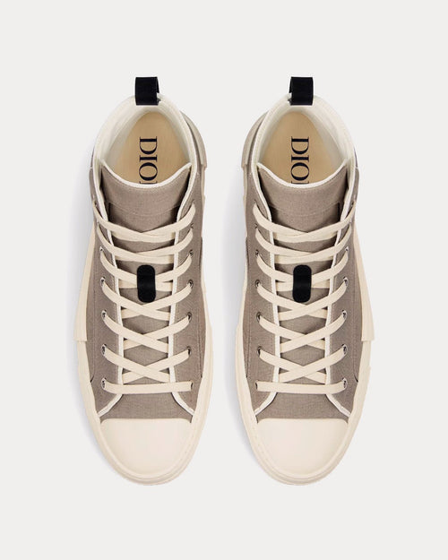 B23 Beige Canvas with AsteroDior Signature High Top Sneakers - Crown & Consign