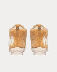 B23 Beige Shearling with Rabbit Motif High Top Sneakers View 4
