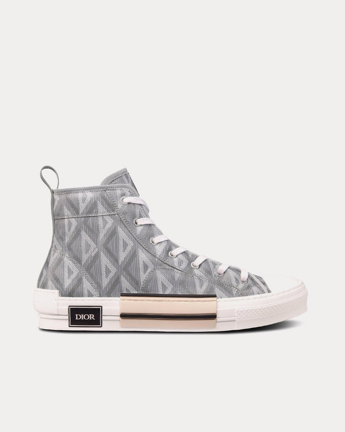 B23 Dior Gray CD Diamond Canvas High Top Sneakers - Crown & Consign