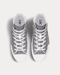 B23 Dior Oblique Jacquard and Ruthenium-Tone Metallic Thread High Top Sneakers View 2