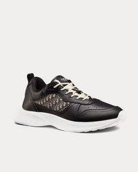 B25 Black Smooth Calfskin and Beige and Black Dior Oblique Jacquard Low Top Sneakers View 3