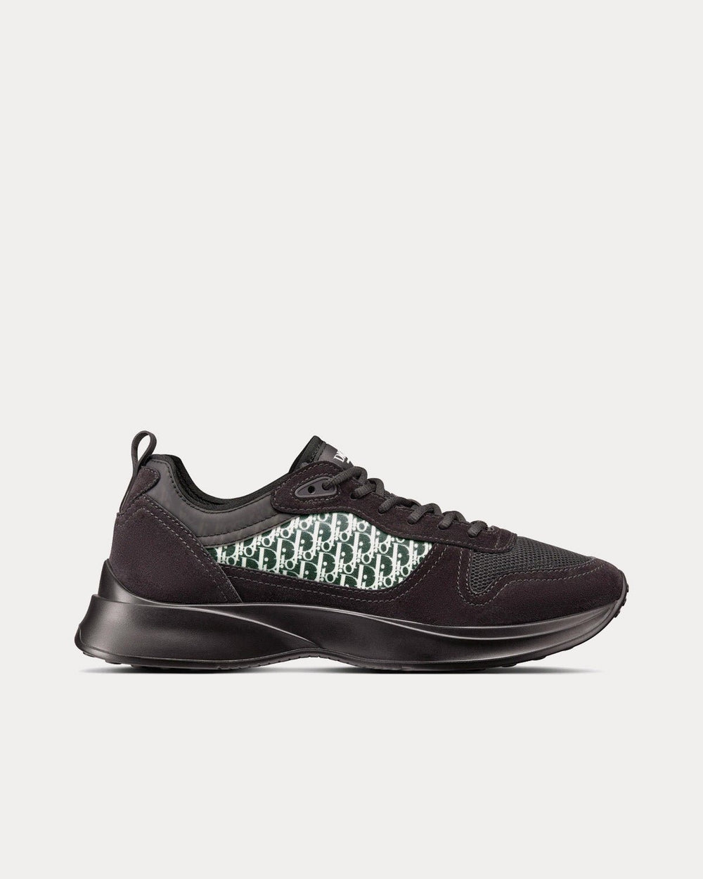 B25 Black Suede and Technical Mesh with Black and White Dior Oblique Canvas Low Top Sneakers