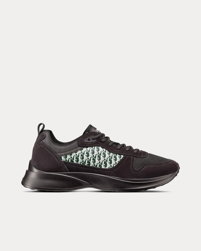 B25 Black Suede and Technical Mesh with Black and White Dior Oblique Canvas Low Top Sneakers - Crown & Consign
