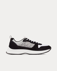 B25 Black Suede with White Technical Mesh and Black Dior Oblique Canvas Low Top Sneakers View 1