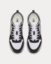 B25 Black Suede with White Technical Mesh and Black Dior Oblique Canvas Low Top Sneakers View 2