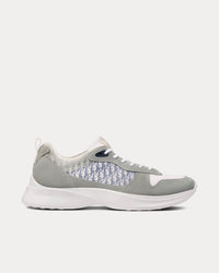 B25 Gray Suede and White Technical Mesh with Blue and White Dior Oblique Canvas Low Top Sneakers View 1