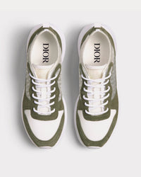 B25 Runner Olive Suede and White Technical Mesh with Olive and White Dior Oblique Canvas Low Top Sneakers View 2