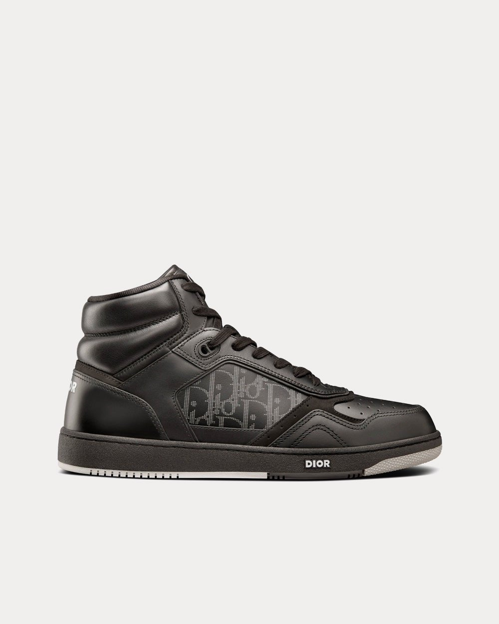 B27 Black Dior Oblique Galaxy Leather with Smooth Calfskin and Suede High Top Sneakers