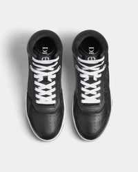 B27 Black Smooth Calfskin and CD Diamond Canvas High Top Sneakers View 2