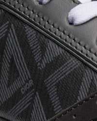 B27 Black Smooth Calfskin and CD Diamond Canvas Low Top Sneakers View 3