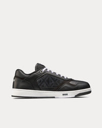 B27 Black Smooth Calfskin and CD Diamond Canvas Low Top Sneakers View 1