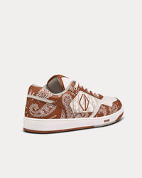 B27 Coffee and White Smooth Calfskin with CD Paisley Motif and White Dior Oblique Galaxy Leather Low Top Sneakers View 4