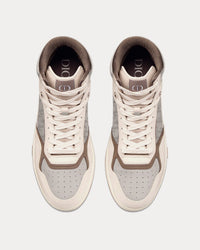 B27 Cream & Greige Smooth Calfskin with 'Christian Dior 1947' Signature High Top Sneakers View 2