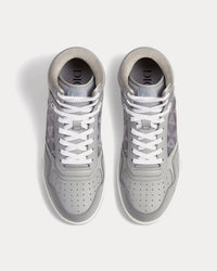 B27 Dior Gray Smooth Calfskin and CD Diamond Canvas High Top Sneakers View 2