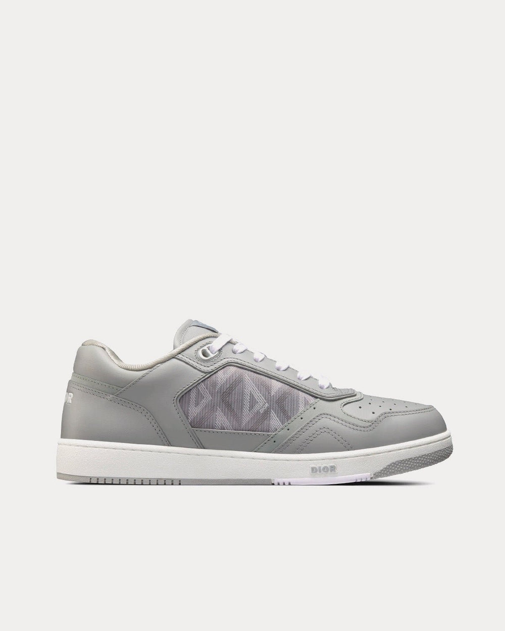 B27 Dior Gray Smooth Calfskin and CD Diamond Canvas Low Top Sneakers