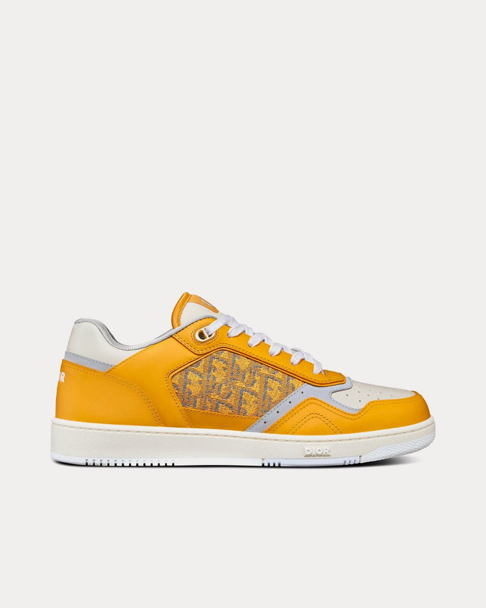 B27 Gold-Tone Smooth Calfskin and Dior Oblique Jacquard Low Top Sneakers - Crown & Consign