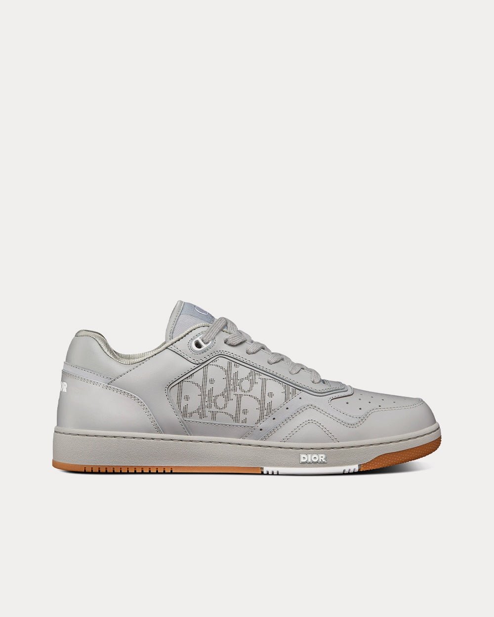 B27 Gray Smooth Calfskin and Dior Oblique Galaxy Leather Low Top Sneakers