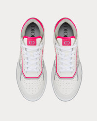 B27 White and Neon Pink Smooth Calfskin with White Dior Oblique Galaxy Leather Low Top Sneakers View 3