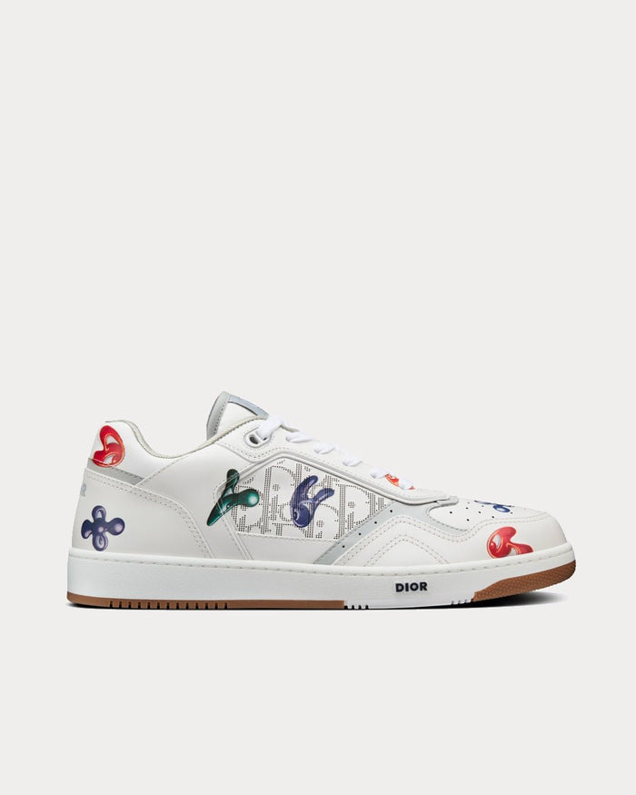 B27 White Smooth Calfskin with Printed Motif Low Top Sneakers - Crown & Consign