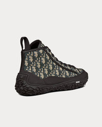 B28 Beige and Black Dior Oblique Jacquard and Black Rubber High Top Sneakers View 4