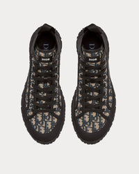 B28 Beige and Black Dior Oblique Jacquard and Black Rubber High Top Sneakers View 3