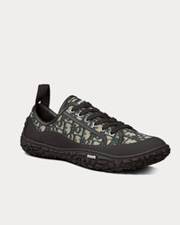 B28 Beige and Black Dior Oblique Jacquard and Black Rubber Low Top Sneakers View 2