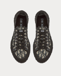 B28 Beige and Black Dior Oblique Jacquard and Black Rubber Low Top Sneakers View 3
