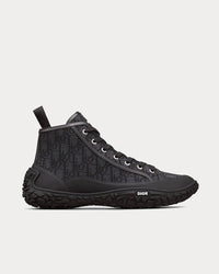 B28 Black Dior Oblique Jacquard and Rubber High Top Sneakers View 1