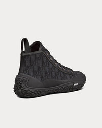 B28 Black Dior Oblique Jacquard and Rubber High Top Sneakers View 4