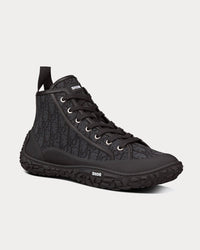 B28 Black Dior Oblique Jacquard and Rubber High Top Sneakers View 2