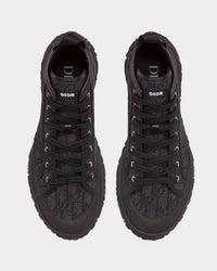 B28 Black Dior Oblique Jacquard and Rubber High Top Sneakers View 3