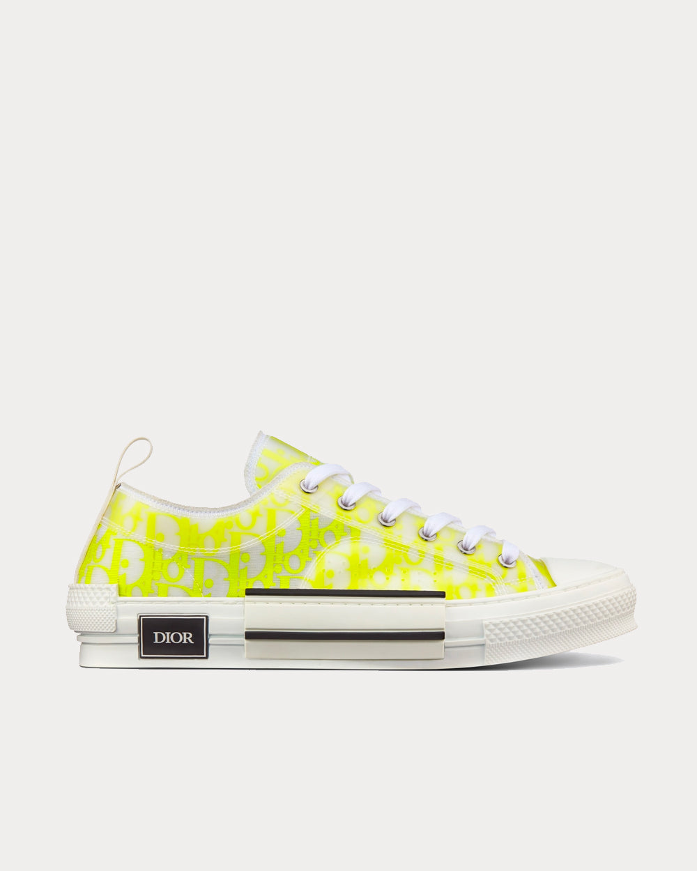 B23 White and Yellow Dior Oblique Canvas Low Top Sneakers