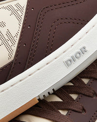 B27 Brown Nubuck Calfskin and White Dior Oblique Galaxy Leather Low Top Sneakers