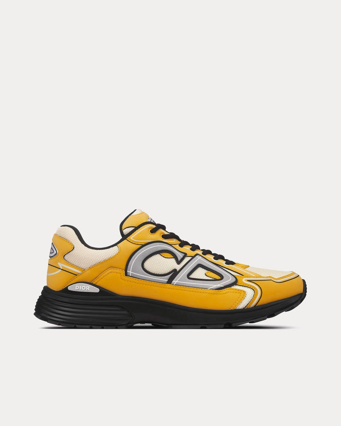 B30 Cream Mesh and Yellow Technical Fabric Low Top Sneakers - Crown & Consign