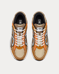 B30 Cream Mesh with Orange and Brown Technical Fabric Low Top Sneakers View 2